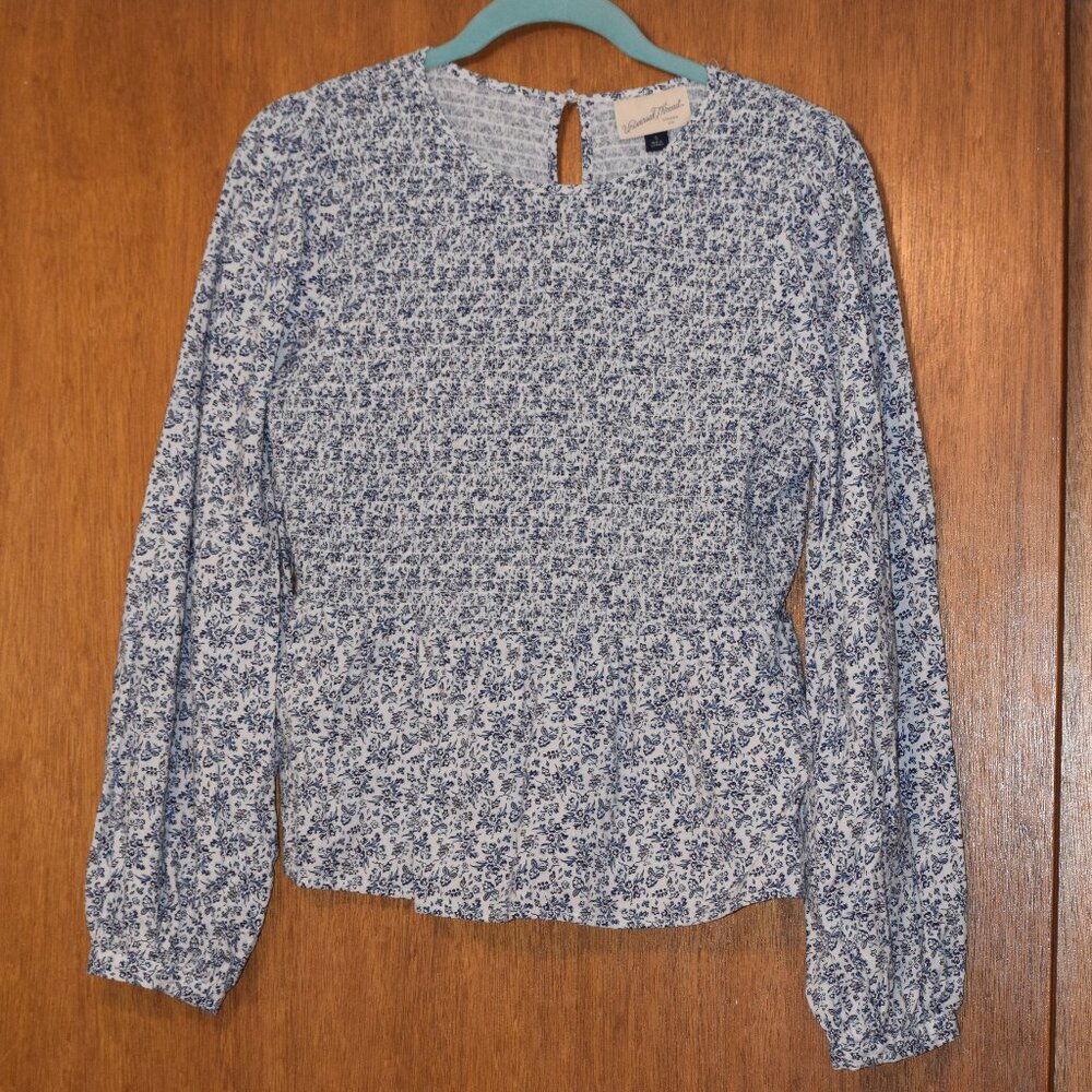 Smocked Peplum Blouse Size S